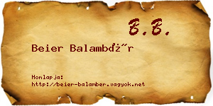 Beier Balambér névjegykártya
